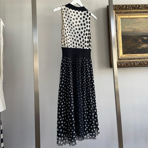 Fuzzi Italy Black & White Polka Dot Mesh Sleeveless Dress - Picture 4 of 6